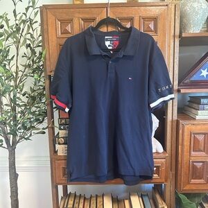 Tommy Hilfiger Men's Polo Shirt - Navy with Red and White Accents